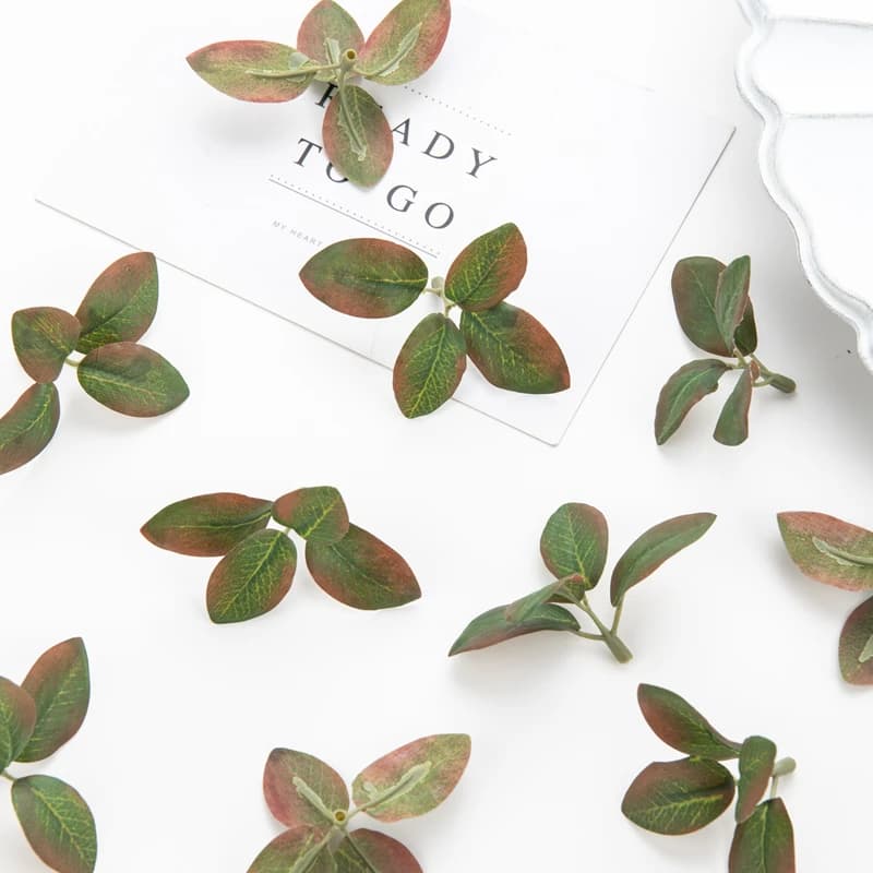 25/50 PCS Artificial Silk Flowers Tea Leaf Faux Plants DIY Scrapbook Cake Wedding Bouquets Holiday Home Table Brooch Decorations