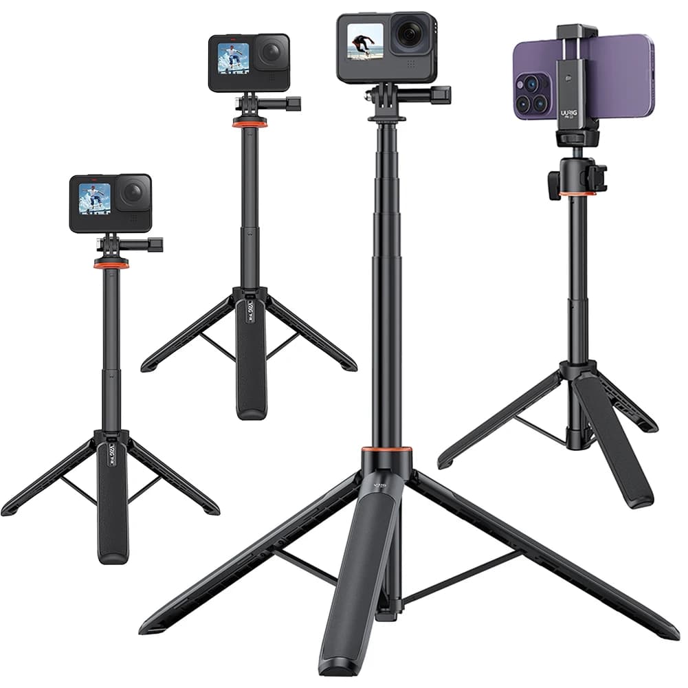 2in1 Extendable Tripod Stand with 1/4 Thread Handle Grip Tripod Lengthen Holder for Osmo Pocket 3 Camera Accessories