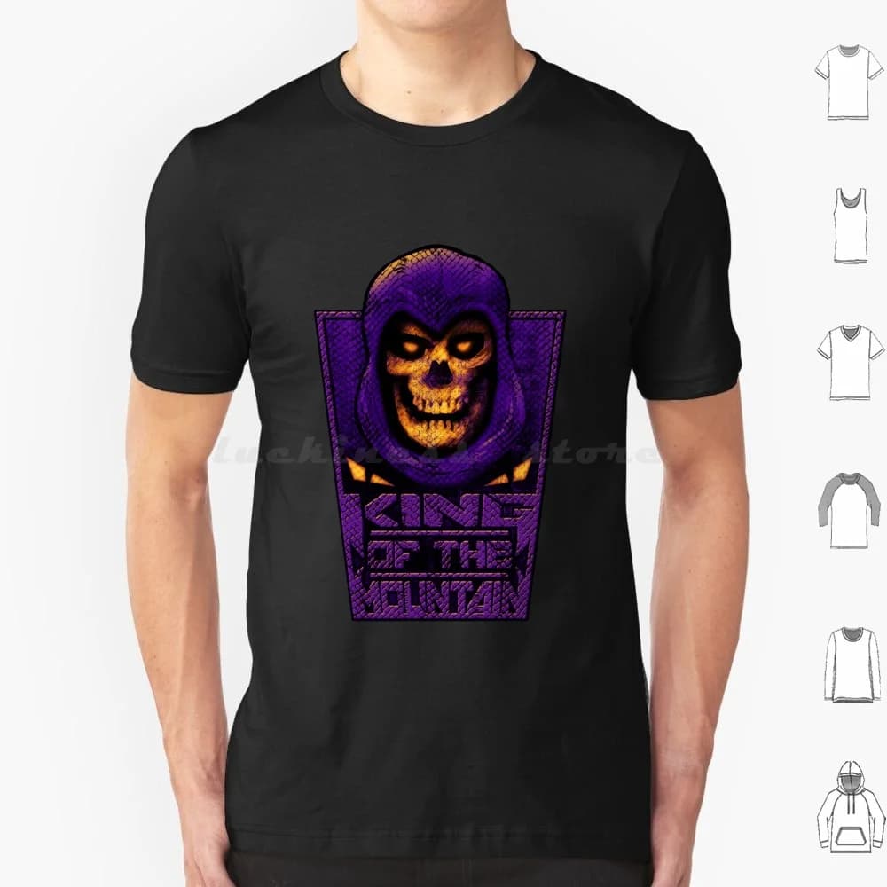 King Of The Mountain T Shirt 6xl Cotone Cool Tee King Of The Mountain Skull Skeleton Parodia Cultura pop Popnerd Cultura popnerd