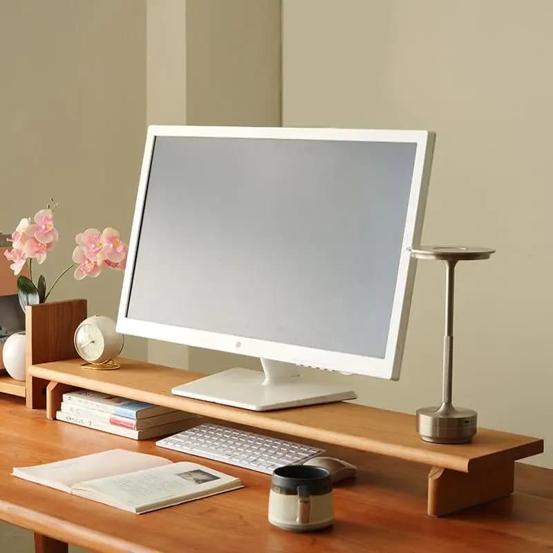 Monitor Support Riser Ergonomic Cherry Wood Desk Rack Organizer for Laptop Monitor Support Home Office
