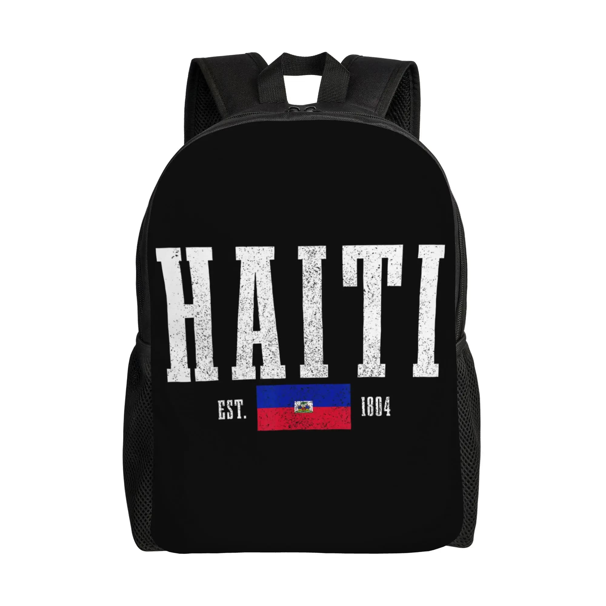 Haiti Est. Zaino con Bandiera Haitiana 1804, Zaino Sportivo in Poliestere per Donna, Borsa Casual Grande per Scuola