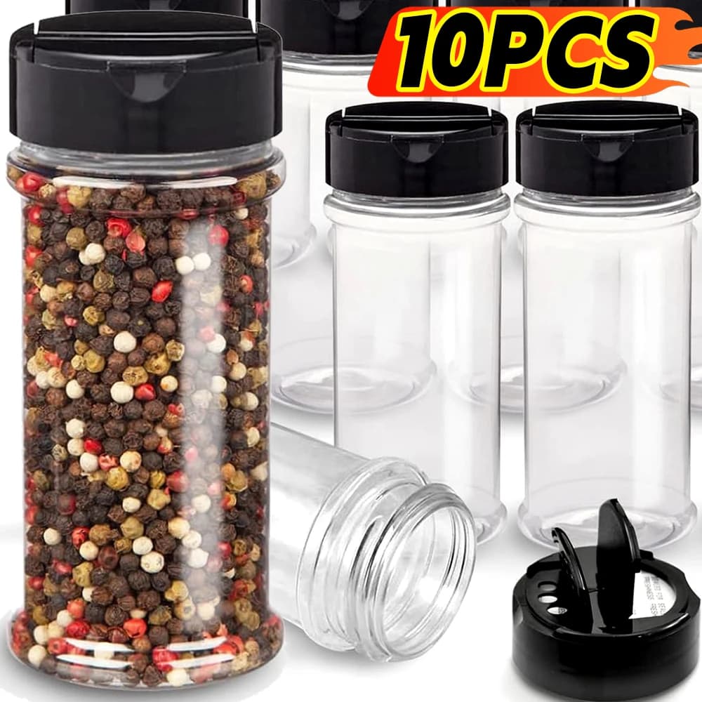 Barattoli di plastica per spezie con coperchi Shaker Cucina domestica Contenitore vuoto per bottiglie di condimento per sale, pepe, polvere, contenitore per bottiglie di condimento per barbecue