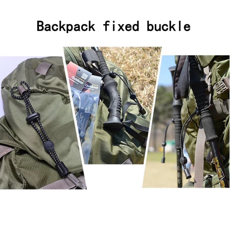 Outdoor Backpack Trekking Pole Holder Elastic Rope Fixed Buckle Gear Hanger Strap Cord Camping Accessories