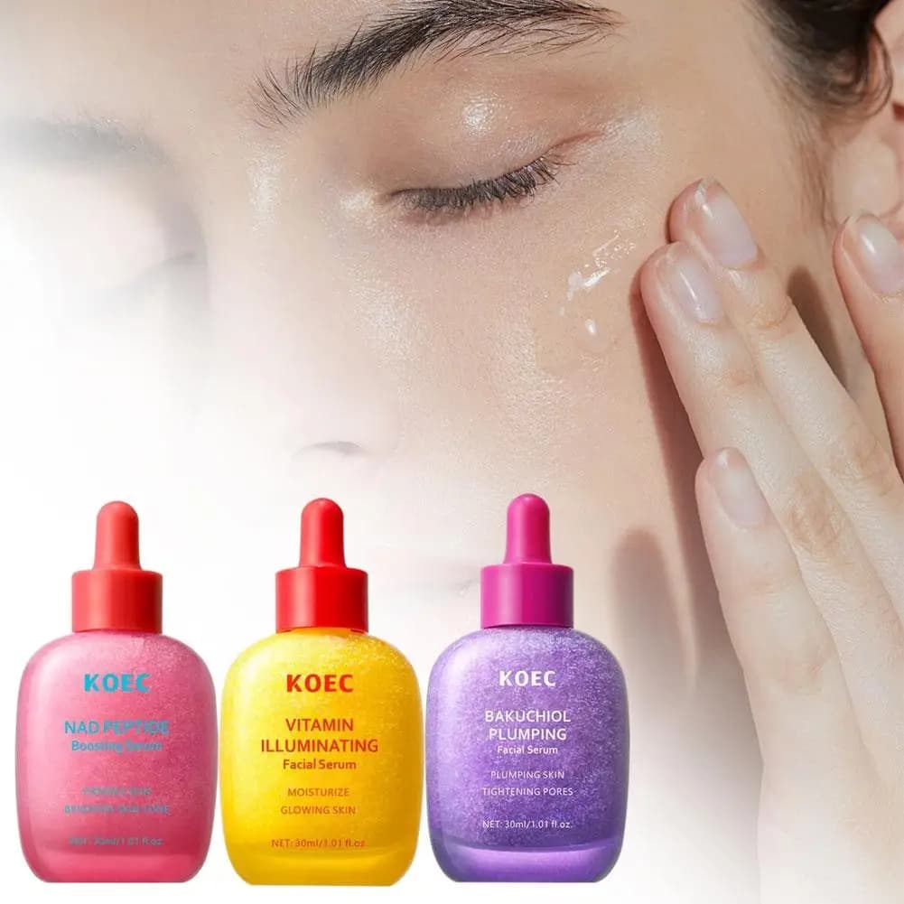 Bakuchiol Plumping Pore Tightening Serum + Vitamin C Glowing Serum Hydrating Pore Minimizing Brightening Facial Serum Kit,Women