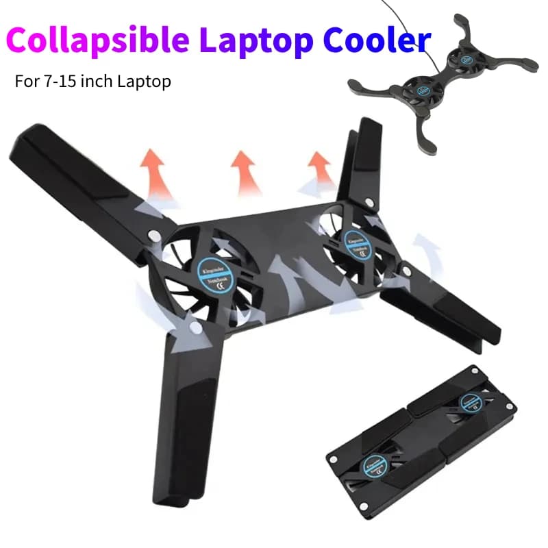 Dispositivo di raffreddamento pieghevole per Laptop con doppia ventola supporto per Laptop alimentato tramite USB per supporto di raffreddamento per Display LCD per PC Notebook da 7-15 pollici