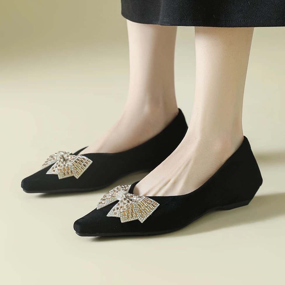 Nuove Scarpe Primaverili da Donna, Moderne Pumps con Fiocco in Pelle Scamosciata, Scarpe con Tacco Alto, Mocassini Slip-on alla Moda