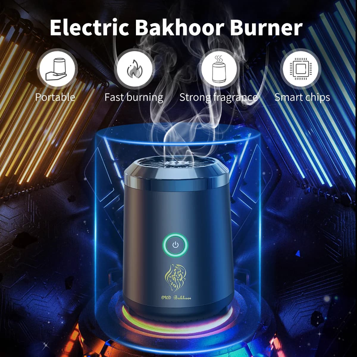 OUD Bukhoor Bruciatore di incenso elettrico portatile Diffusore di aromi arabo Porta incenso ricaricabile per regalo