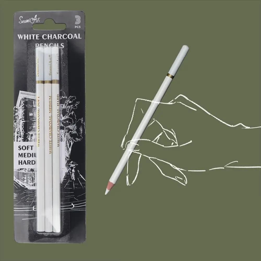 3Pcs/Set White charcoal White Sketch Charcoal Pencils 3Pcs/Set Art Craft Tools Highlight Carbon Pens School Supplies