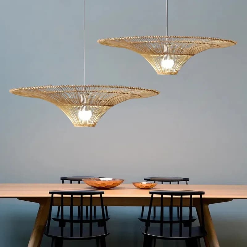 Lampadario LED Creativo in Rattan Intrecciato a Mano, Lampada a Sospensione per Ristorante, Bar, Sala da Tè Cinese, B&B, Camera da Letto, Illuminazione Decorativa Artistica