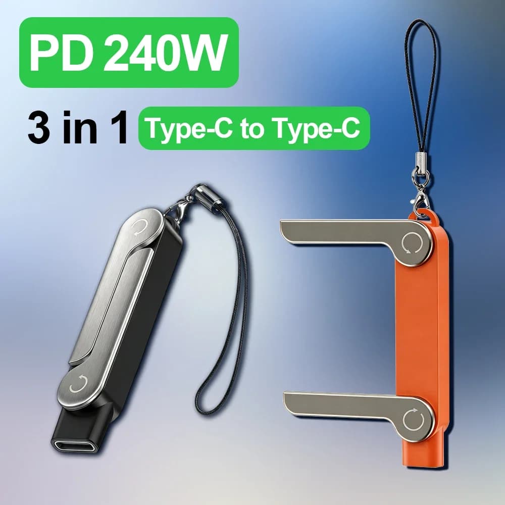 Cavo di Ricarica USB Tipo C Piatto con Supporto Invisibile Pieghevole per Telefono, Caricatore 240W