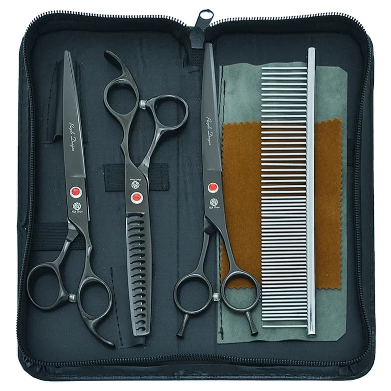 7.0 "viola Dragon Dog Cat forbici da toelettatura giappone acciaio animale dritto taglio curvo cesoie per sfoltire Pet Groomer Tools B0028B