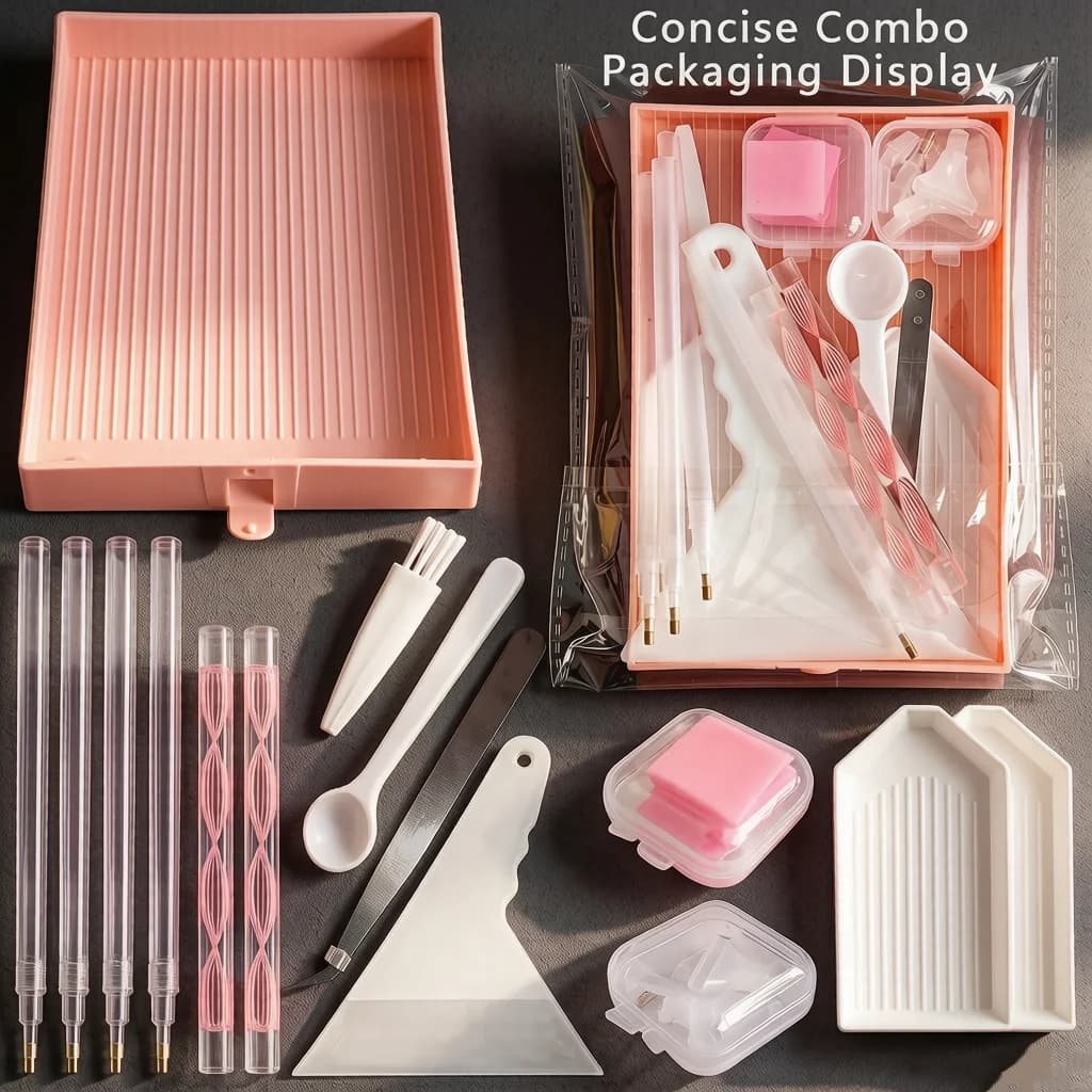 Diamond Painting Tool Kit with Flip Tray, Pens, Wax & Accessories for DIY Rhinestone Art Craft Storage Organizer Set