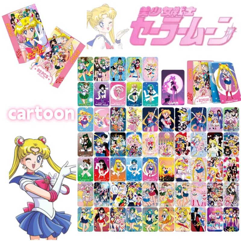Cartoline Sailor Moon con Usagi Tsukino e Ami Mizuno, Nuove Cartoline Creative Cartoon Carine e Alla Moda, Personalizzate e Portatili, Set da 92 Pezzi