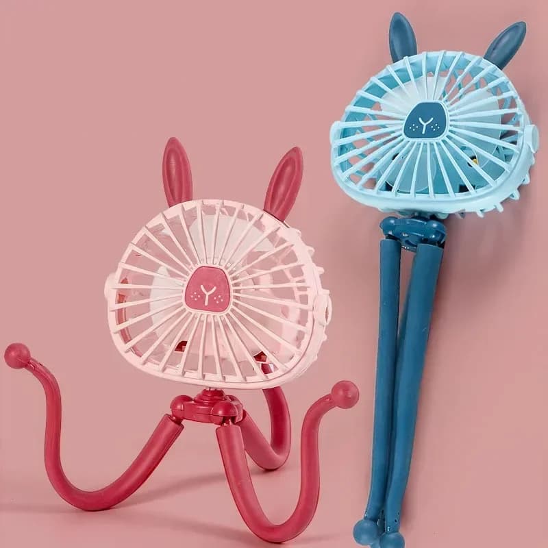 Ventola per passeggino con Clip, ventola divertente modellata Octopus con treppiede flessibile avvolto, ventola portatile ricaricabile USB per seggiolino auto