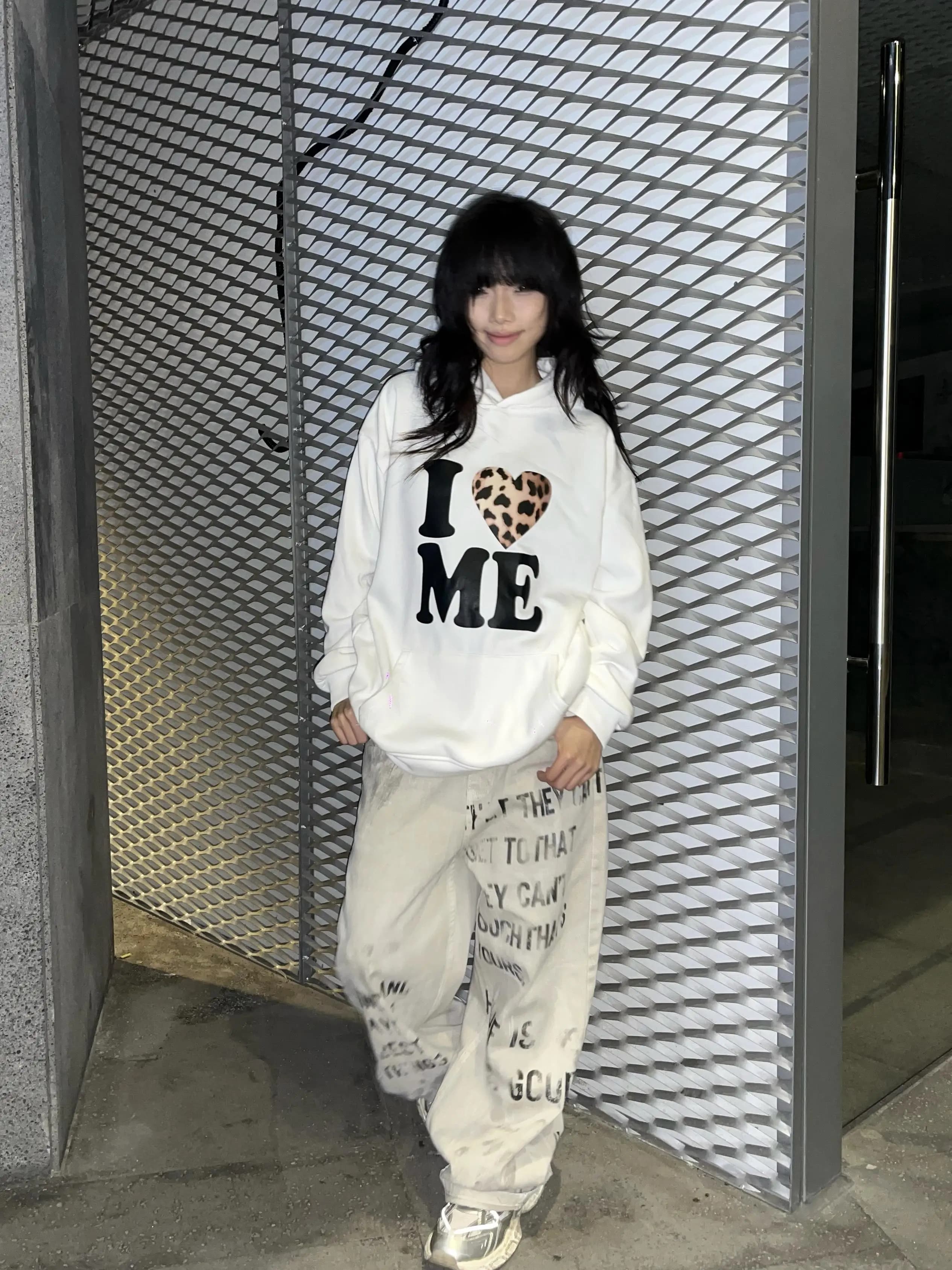 Retro American Letter Print Leopard Heart Hoodie Loose Fit Unisex Autumn Winter New Style Couple Casual Loose Top