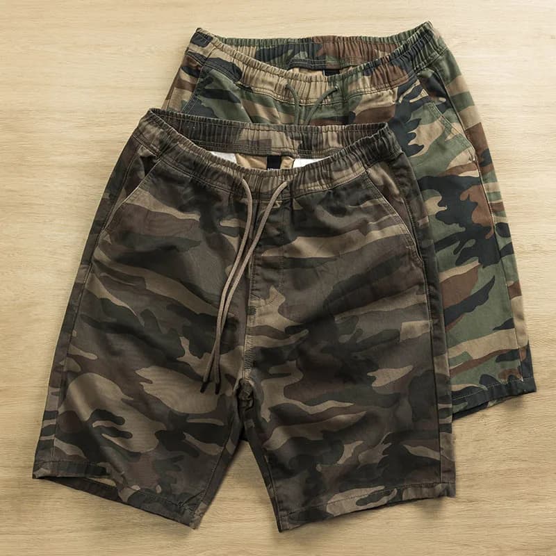 Camouflage Workwear Short Pants Men's Loose Fit Pure Cotton Summer Fashion Brand Five Pockets Casual Shorts Youth Energy Style