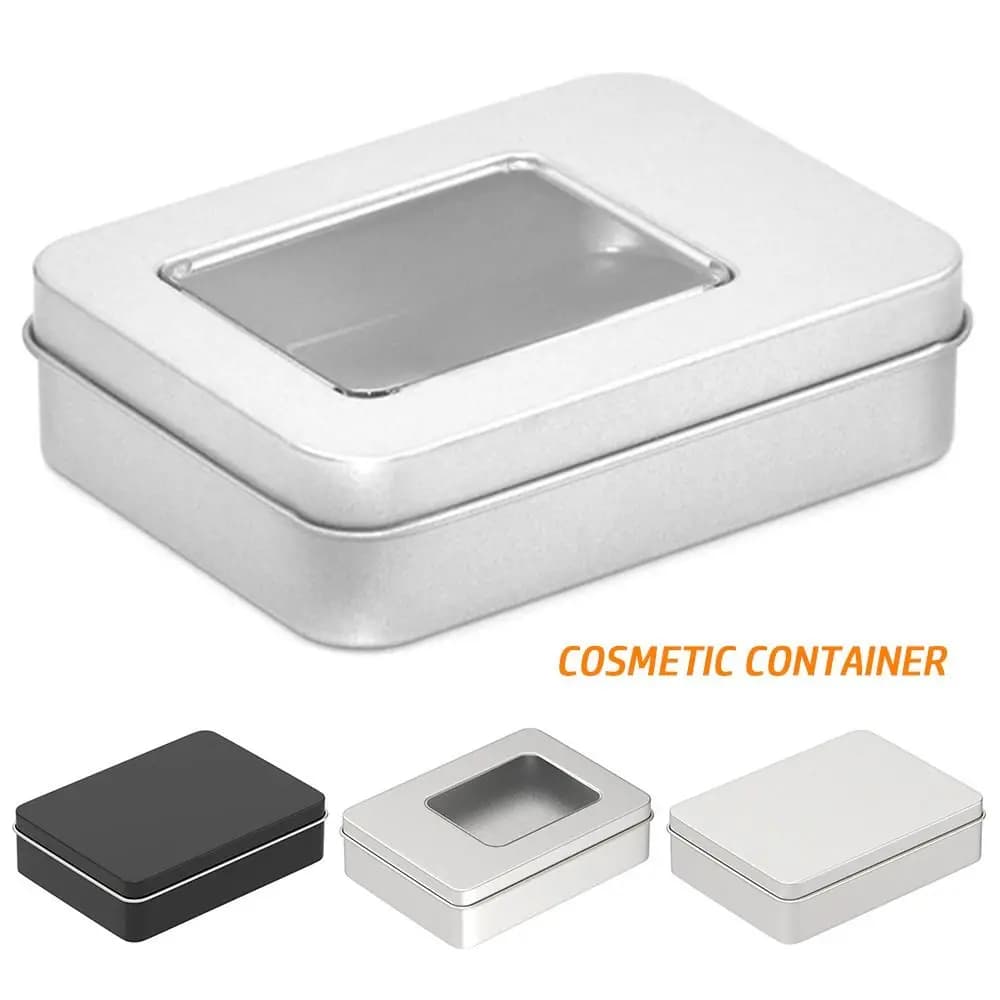 Black Silver Metal Rectangle Gaming Cards Storage Box Storage Case for Collectable Cards Blank Band Box For Money Storage Candy Key Tarot