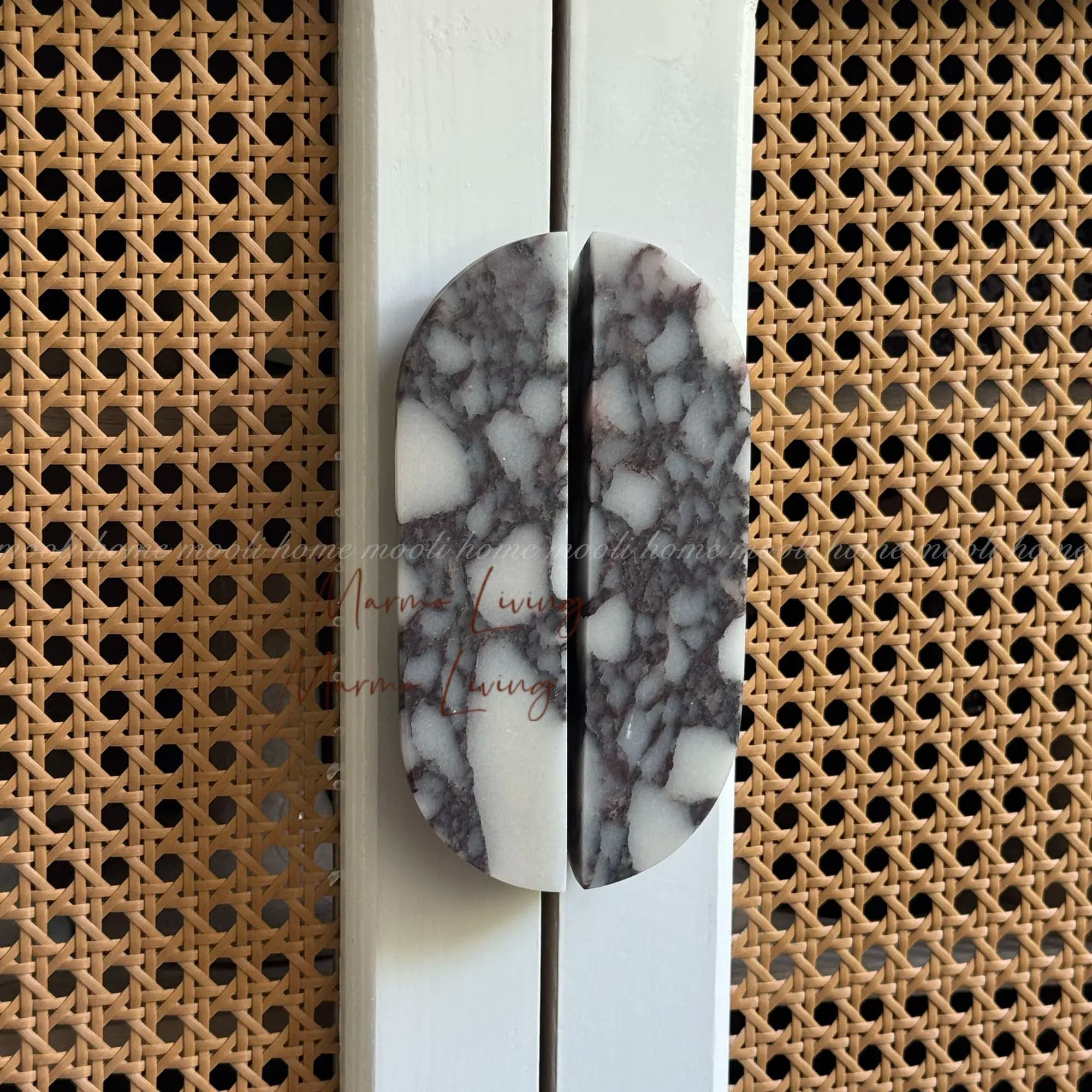 Maniglia per Armadio in Pietra Calacatta Viola Francese, Pomello in Marmo 100% Naturale, Maniglia di Alta Gamma per Villa e Decorazione Domestica