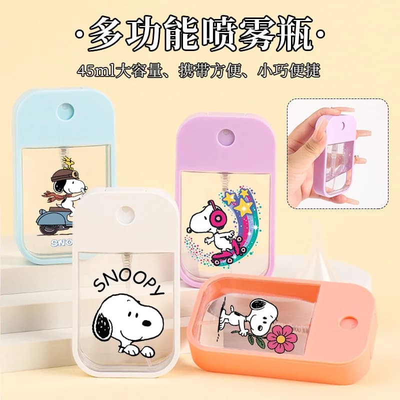 Flacone Spray in Plastica Snoopy, Bottiglia Kawaii con Stampa Cartoon da 45ml, Nebulizzatore per Acqua, Profumo, Igienizzante Mani, Spray Orale, Regalo