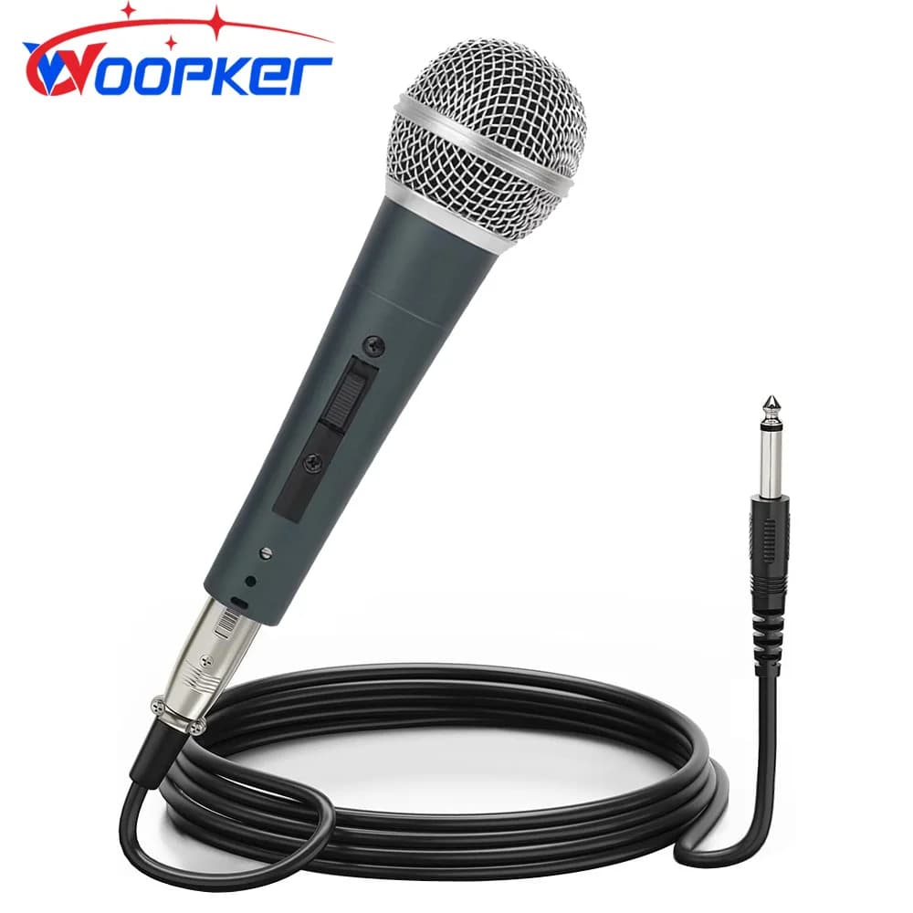 Woopker microfono cablato microfono dinamico cardioide con interruttore di alimentazione del cavo per altoparlanti Karaoke Singing Song amplificatore Mixer
