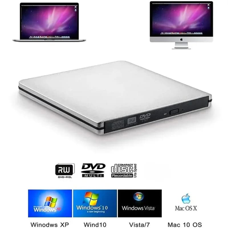 Nuovo Lettore Ottico Esterno Ultra-Sottile 2026 con Masterizzazione Blu-Ray 4K, USB 3.0, Riproduzione DVD, Masterizzazione Blu-Ray 3D R/W, Masterizzatore CD/DVD