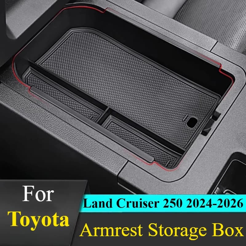 Per Toyota LC250 2024-2026: Scatola portaoggetti per bracciolo, organizer antiscivolo, vassoio inserto console, accessori auto