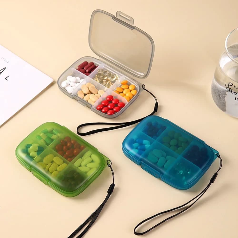 New Portable Mini Travel Laptop with 6 Departments, Organizing Container for Vitamins, Medicines and Fish Oils