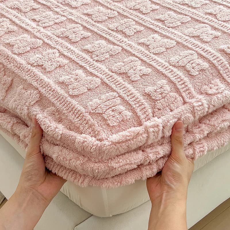 Jacquard Winter Cover Thick and Warm with Elastic, Elasticized Angles Sheet for Single Bed, Double, Queen Size, Pile Cover