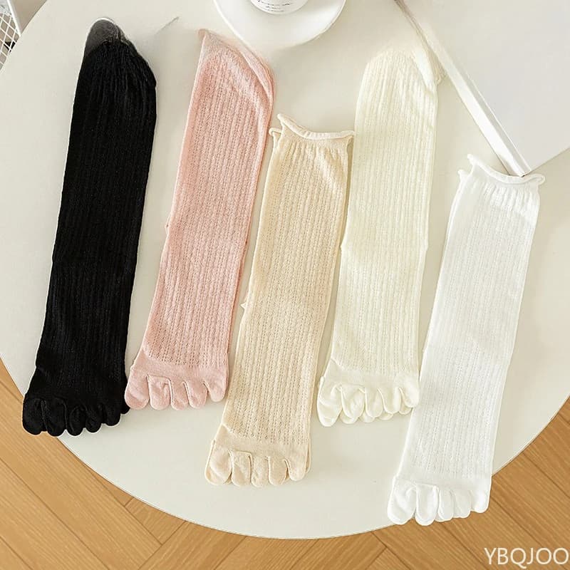 Calzini a cinque dita da donna calzini a tubo centrale impilati primavera estate Calzini in cotone assorbente traspirante da donna alla moda con punta divisa