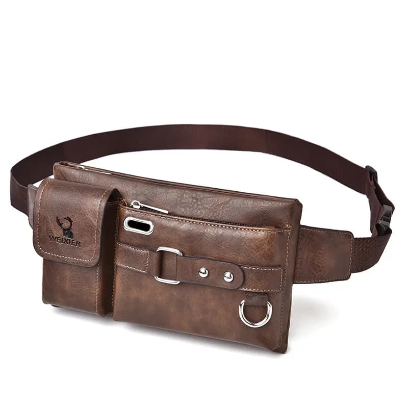 Marsupio da uomo Pu Fanny Pack Nuova borsa a tracolla per telefono Viaggio Uomo Cintura Marsupio Banana Bum Moto bolso