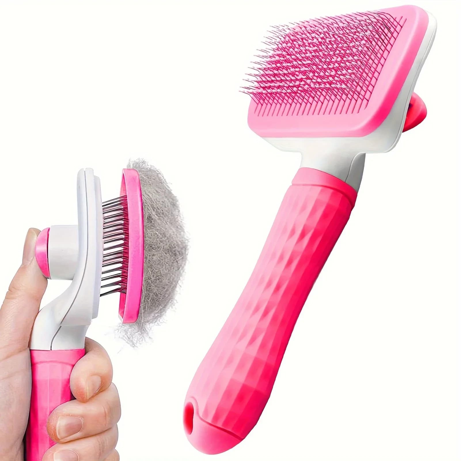 Pettine e massaggiatore per toelettatura animali domestici 2 in 1 per carichi pesanti: testa staccabile con un clic, riduce la caduta e rimuove il sottopelo