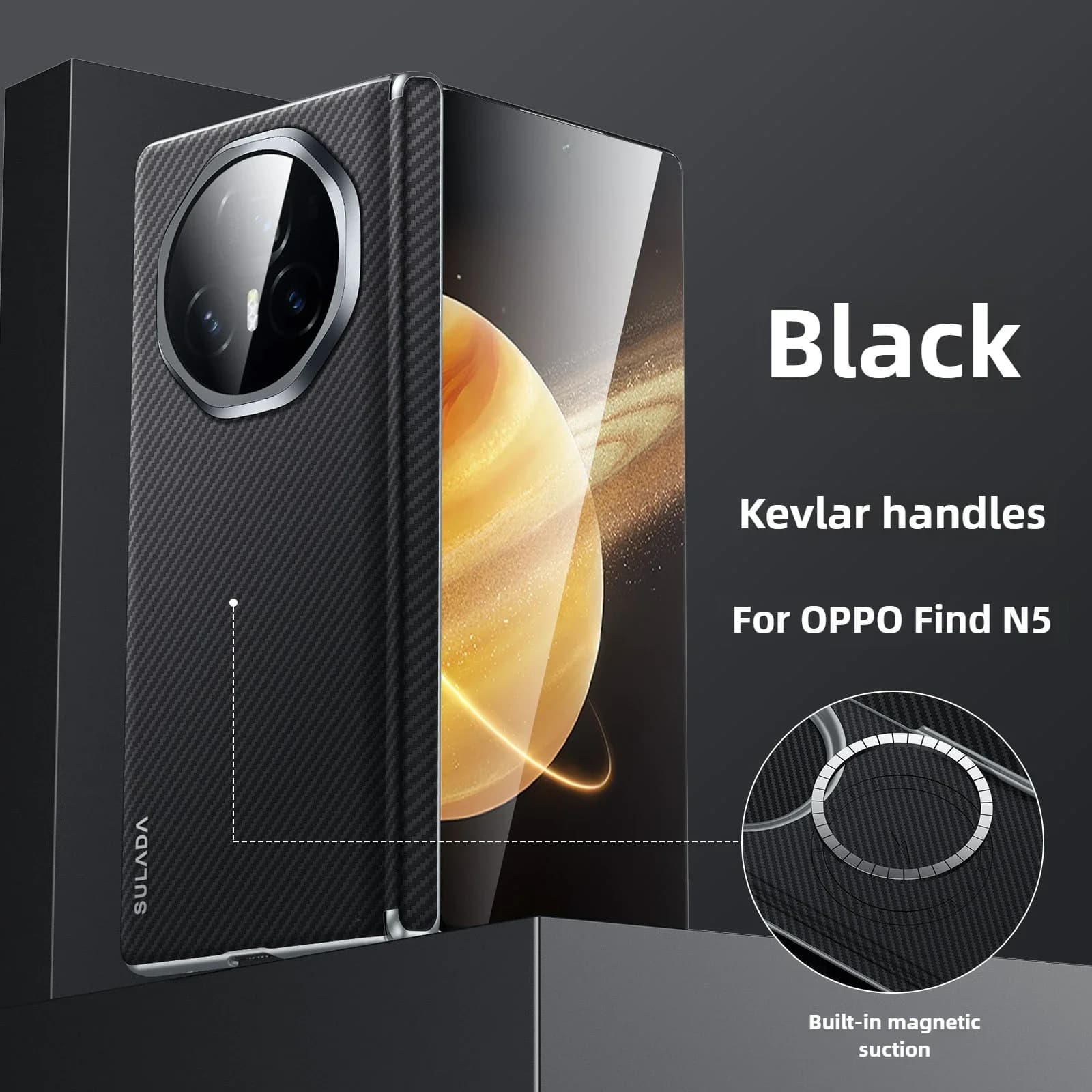 Custodia Magsafe in pelle Flip Business Kevlar Feel per OPPO Find N5 Cerniera pieghevole smerigliata Custodia antiurto con carica wireless magnetica