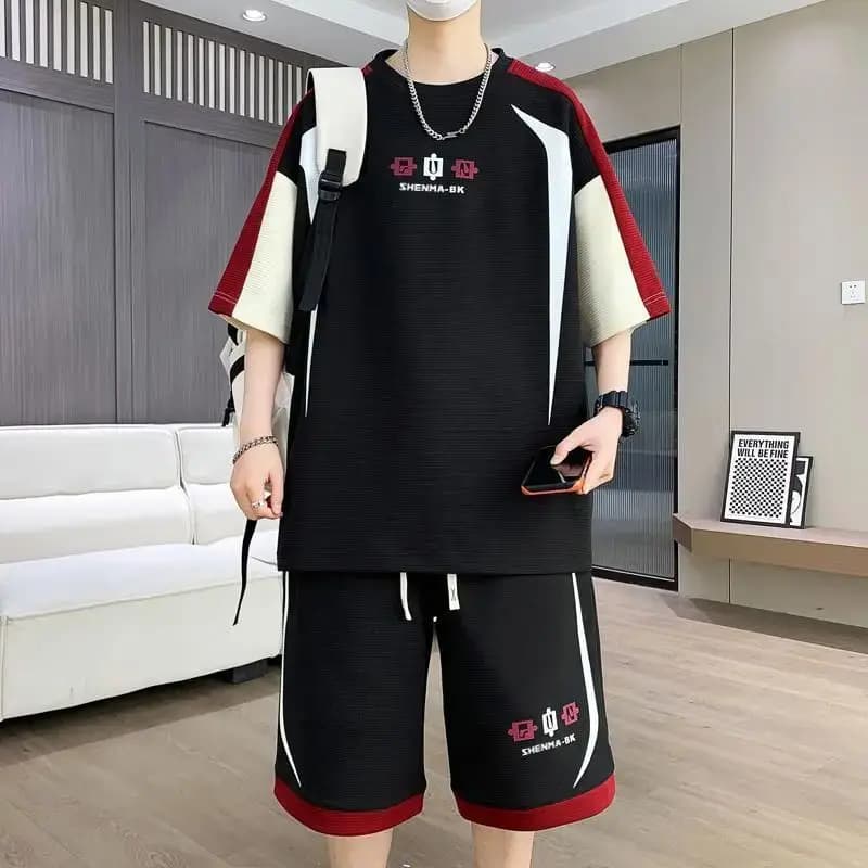 Complete Coordinated Summer 2026 by Man: New Two Piece Casual Set with Shorts and Sleeve T-shirt Court Comfortable fit for Boys