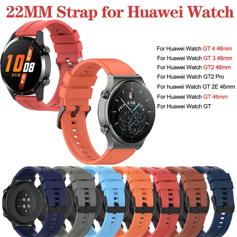 22MM Silicone WatchBand Strap For Huawei Watch GT 1 GT 2 46mm Smart Wristband For Polar Grit X / Vantage M Bracelet WirstStrap