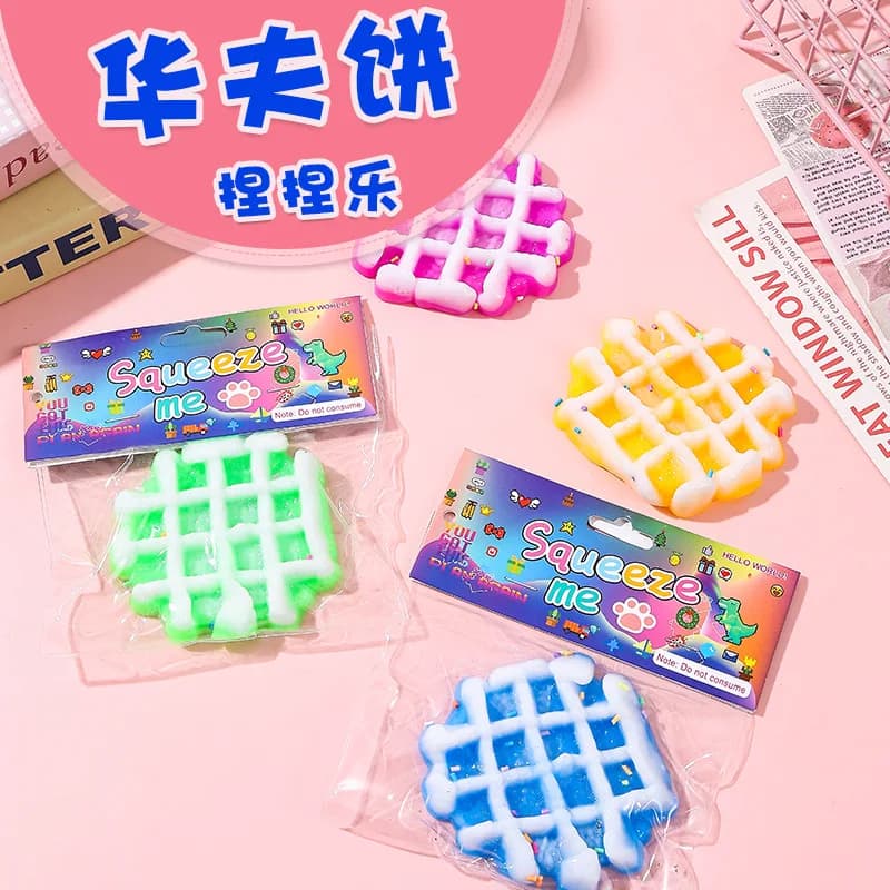 Giocattolo Antistress Waffle Squishy a Lenta Risalita, Super Morbido, Colorato, a Tema Cibo, per Bambini e Adulti, per Alleviare l'Ansia