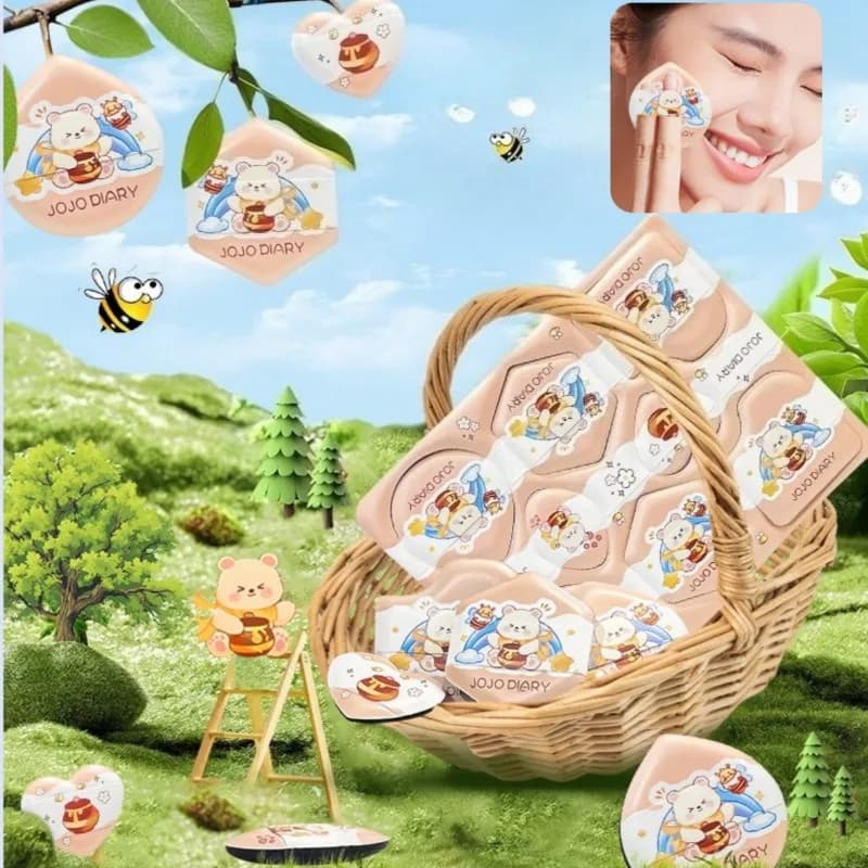 Set of 8 Spugnettes for Bee Shape Makeup, for BB Cream Foundation, Corrector, Soft Cotton Sponges for Face, Beauty Accessories for Women
