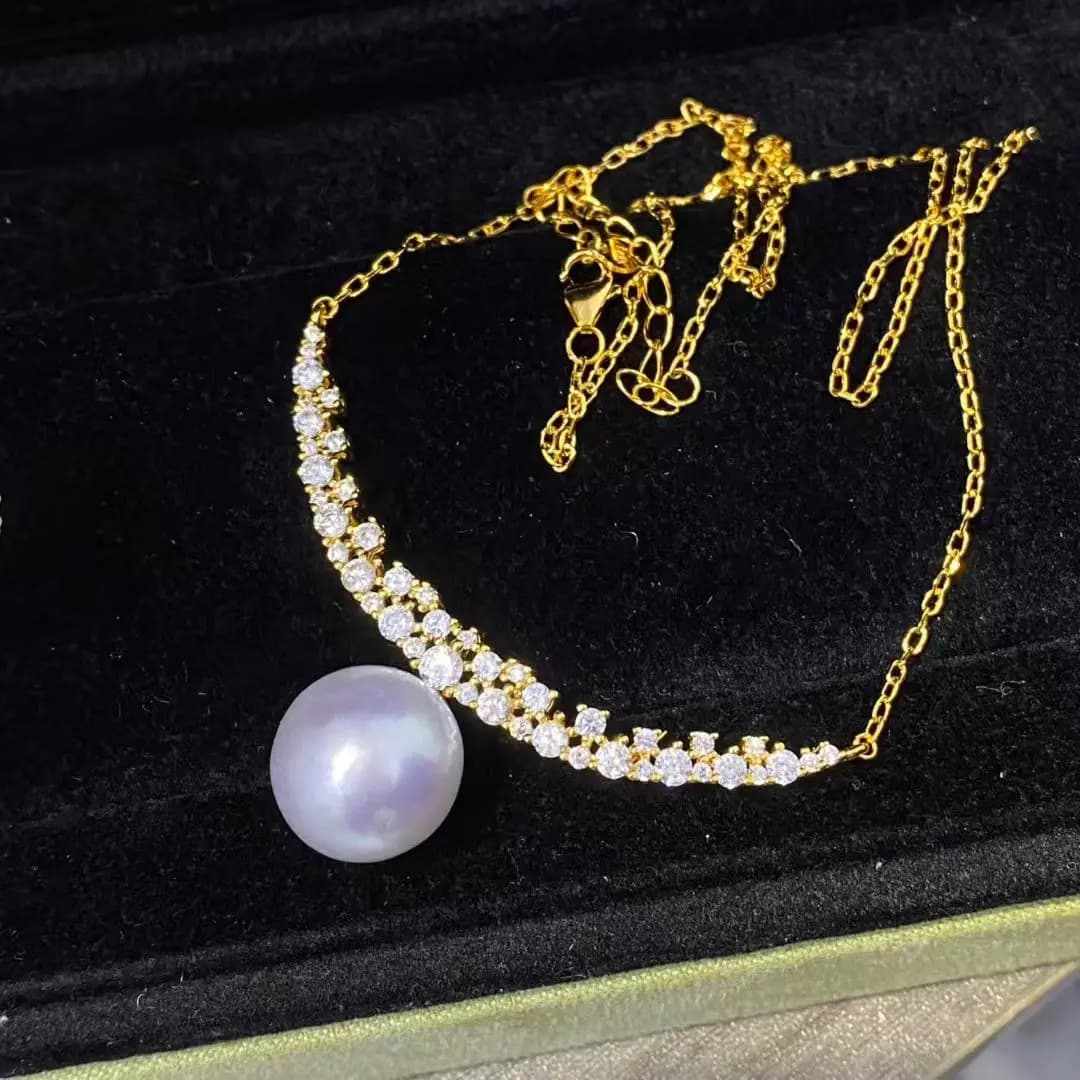 Risultati della collana in argento sterling S925 Impostazioni base dei gioielli Montaggi Parti Supporti per pietre di perle da 12-13 mm 5 pz/lotto