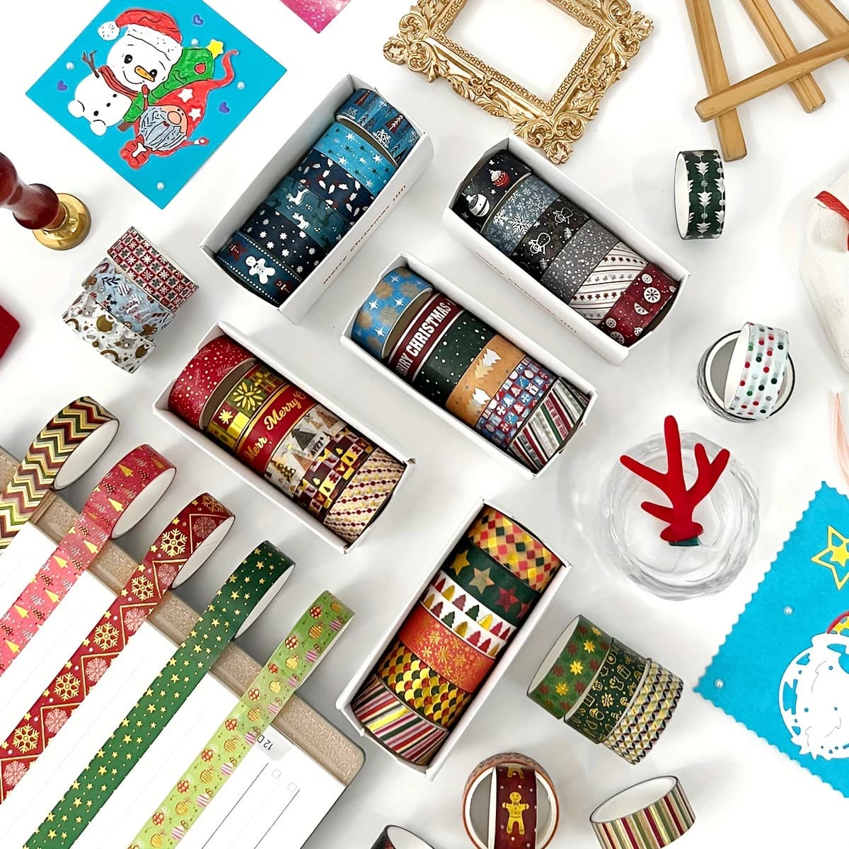 6 Rolls of Christmas-Themed Washi Tape, Suitable for Party DIY Gift Boxes and Christmas Decorations, Stylish Holiday Supplies