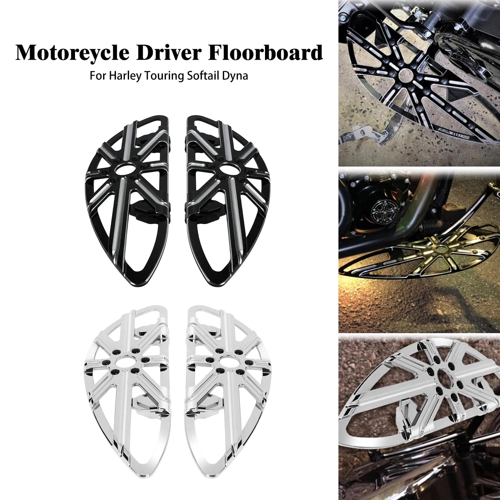Moto anteriore Driver Floorboard CNC pedane poggiapiedi pedale per Harley Dyna FXDF Softail FLST Touring Street Glide FLHR FLHT