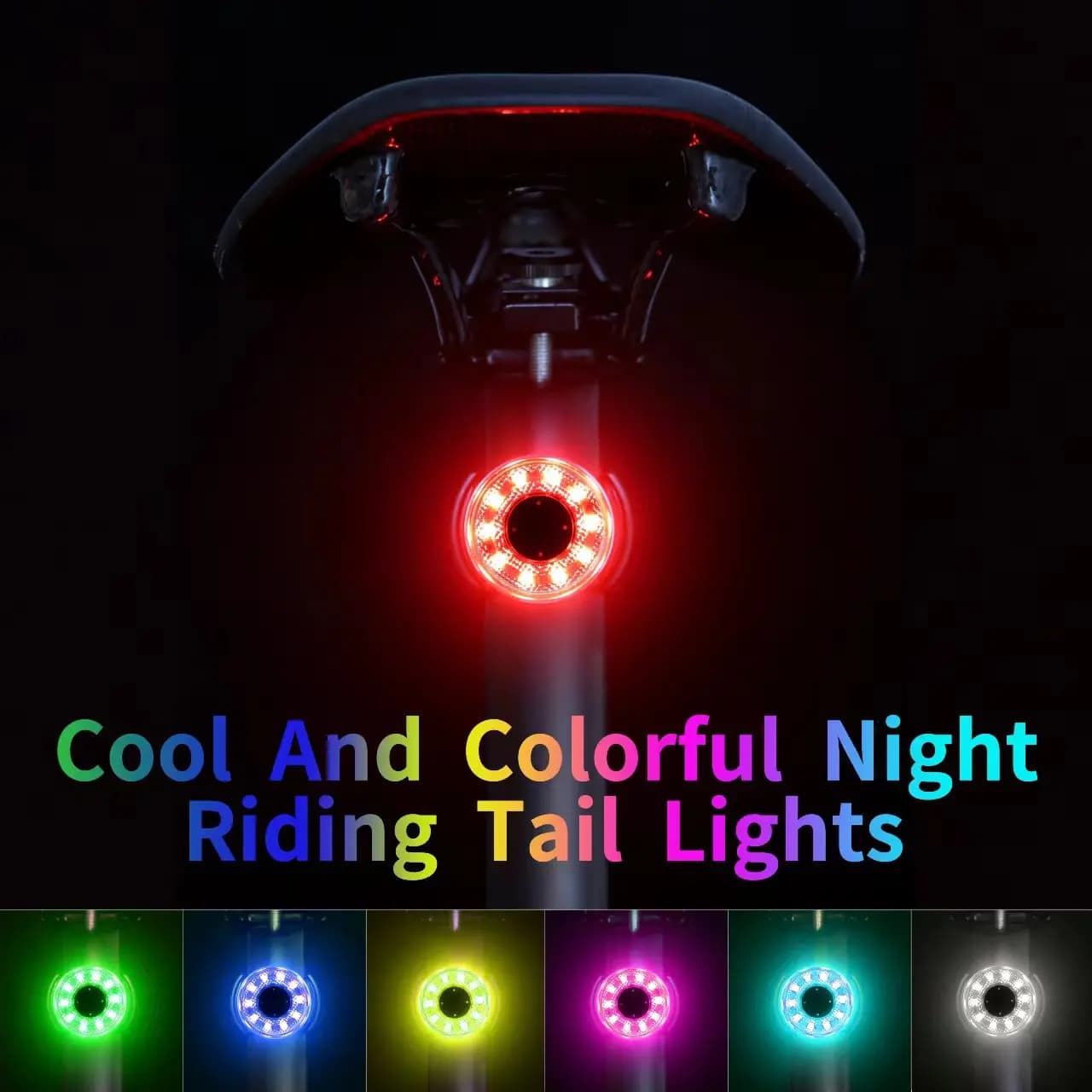 ANTUSI Bicycle Backlight Seatpos Bicycle Back Light USB Charging Rear Light Waterproof 7 Color Bike Accessories Q1