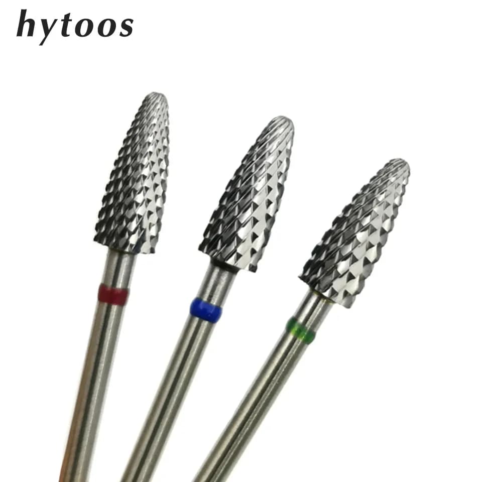 HYTOOS 5mm Flame Bit 3/32 Nail Drill Tips Hard Metal White for manicure Remove gel Accessories for electric cutters