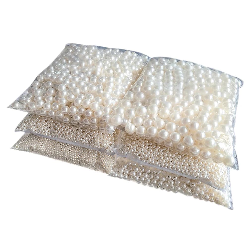 10-1000 pz/lotto 3-20mm fori diritti acrilico imitazione perla Beige braccialetto perline rotonde per gioielli fai da te fai da te fare forniture