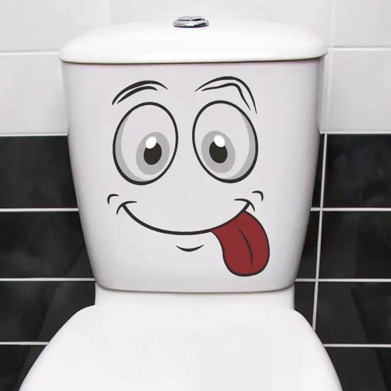 4pcs Cartoon Face Trash Can Stickers Self-Adhesive Waterproof PVC Glossy Finish For Wall, Toilet, Refrigerator Indoor Outdoor