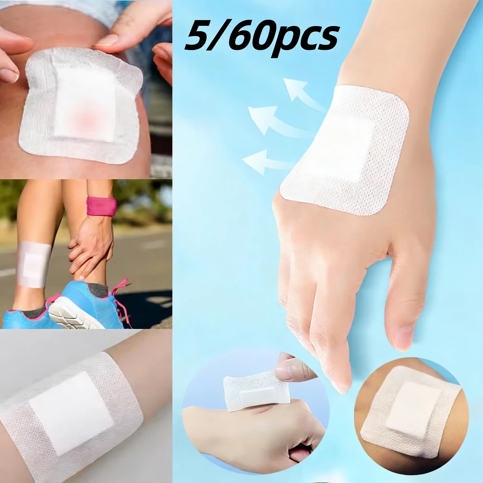 5/20/60 pezzi Cerotti impermeabili per ferite, di grandi dimensioni, traspiranti, per la cura delle ferite, adesivi emostatici per ferite, kit di pronto soccorso per la famiglia