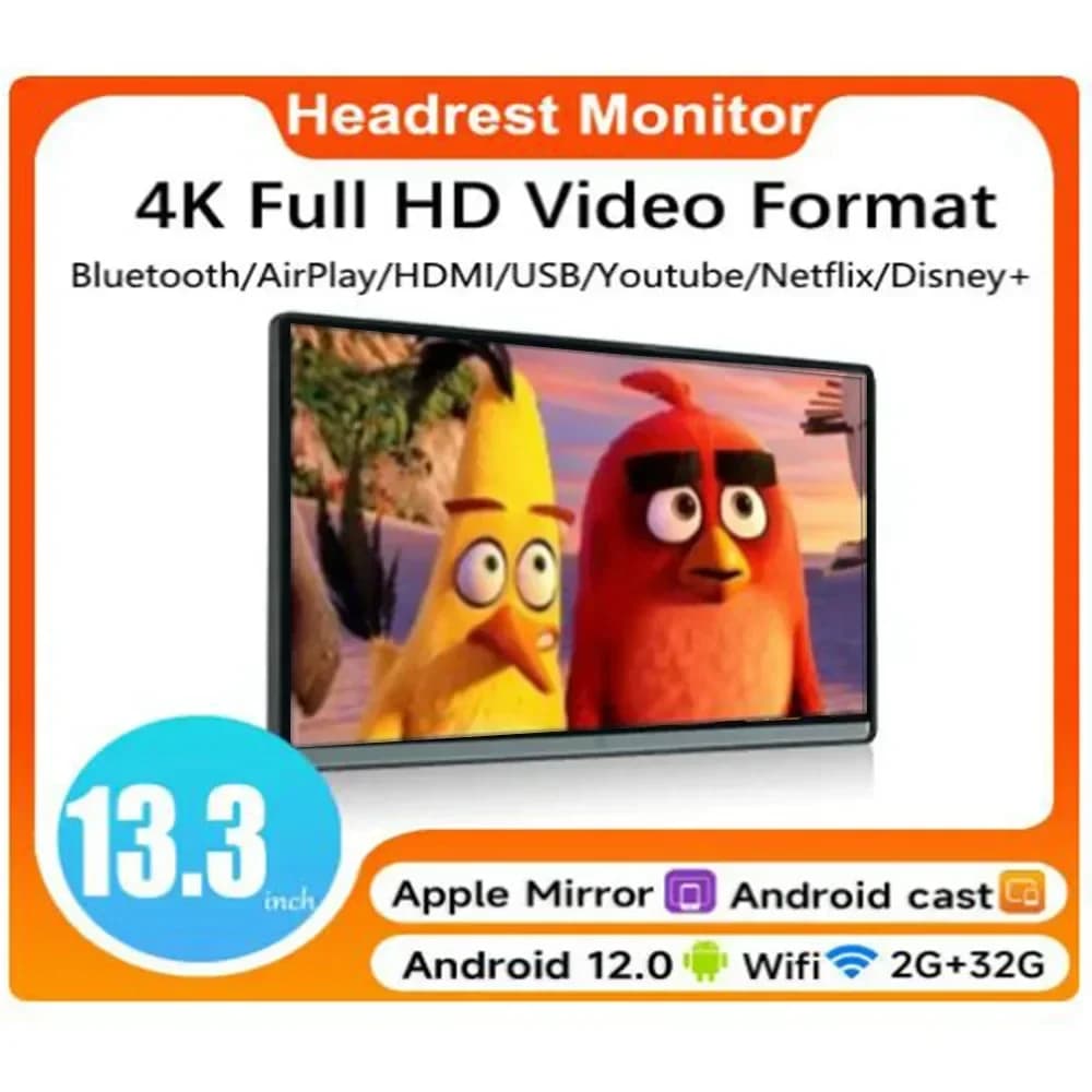 14 "pollici Poggiatesta per auto TV Tablet 4K Android 12.0 IPS Touch Screen 8Core 4G + 64G Sedile posteriore Monitor Lettore WiFi/BT/FM/HDMI/USB/SD