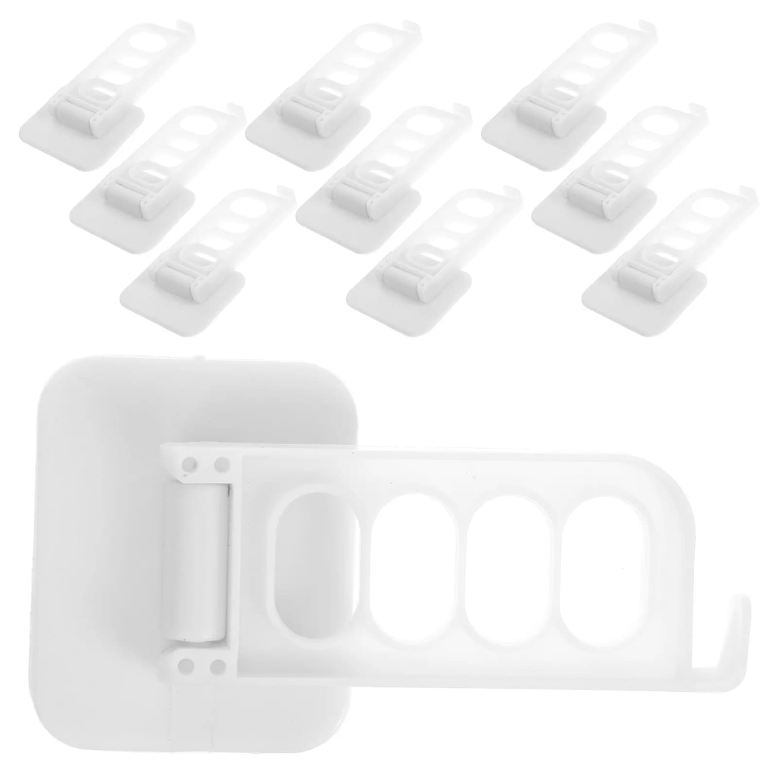 10Pcs 4 Hole Folding Clothes Hanger Wall Mount No Drilling Adhesive Hook Multifunctional Space Saving Organizer for Bedroom