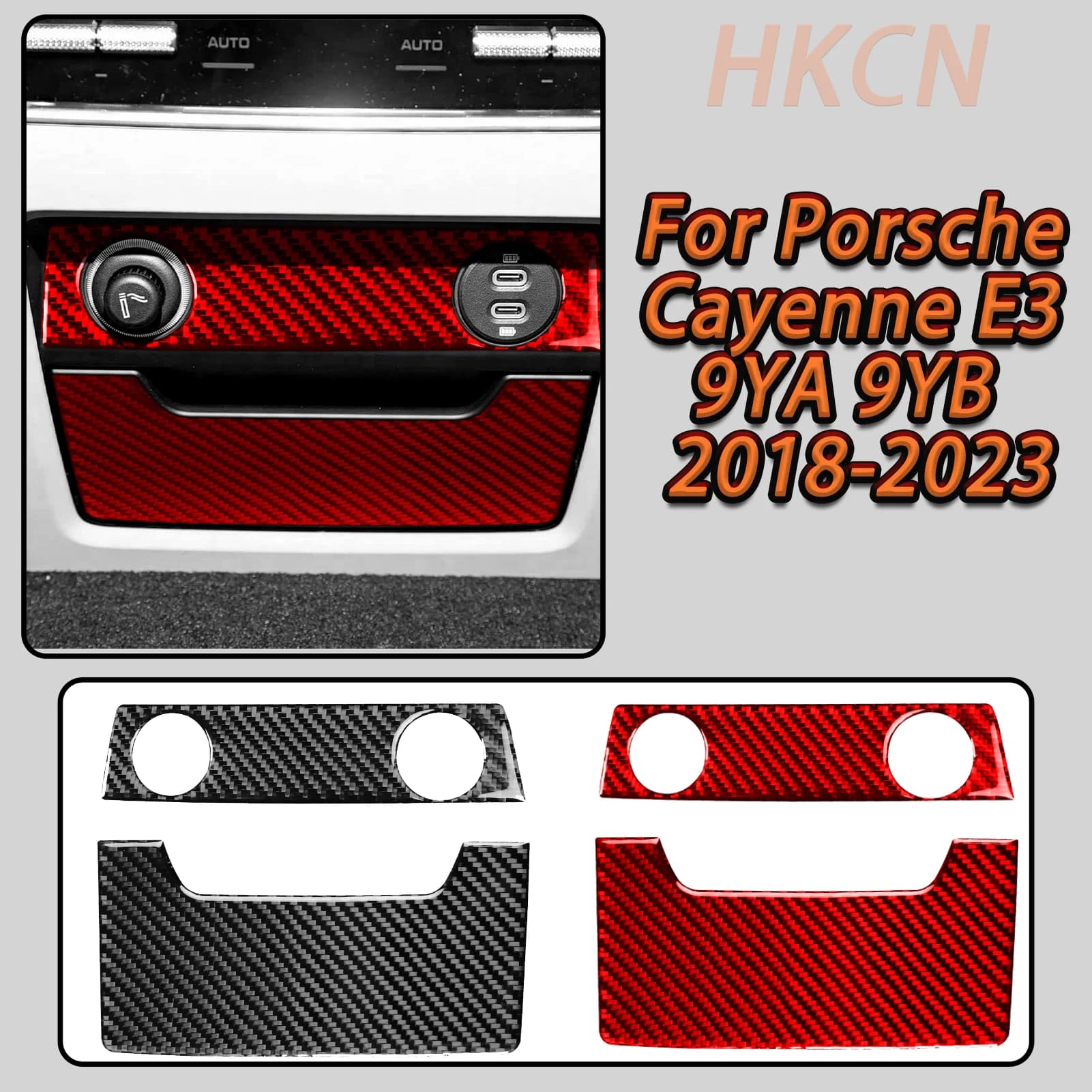 Per Porsche Cayenne E3 9YA 9YB 2018-2023 Pannello USB di Ricarica Posteriore Centrale Decorativo in Fibra di Carbonio Adesivo Accessorio Interno