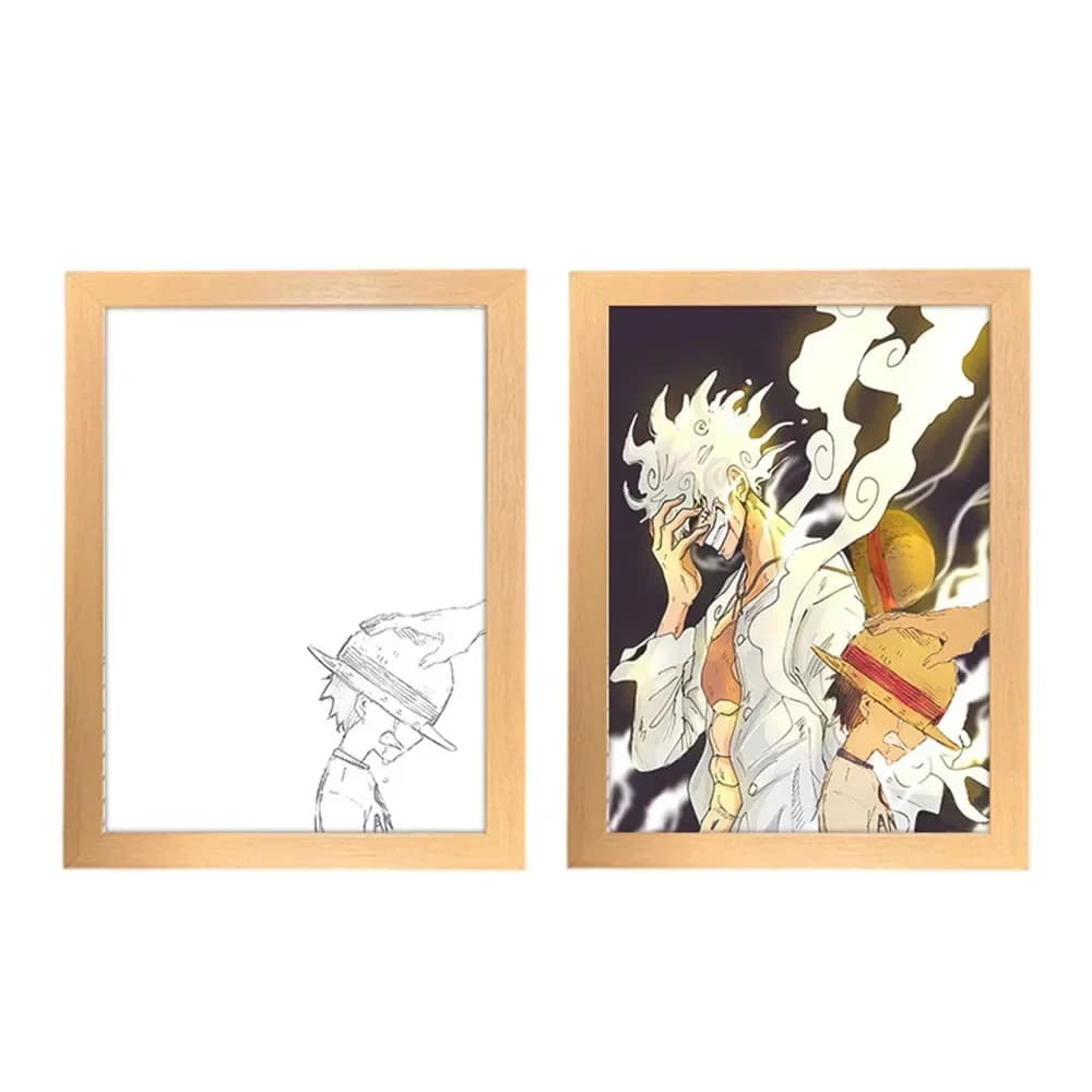 One Piece Cornice per foto creativa Luce notturna Giocattolo Personaggio anime Rufy Zoro Luce notturna Decorazione da comodino Pittura Regalo di Natale