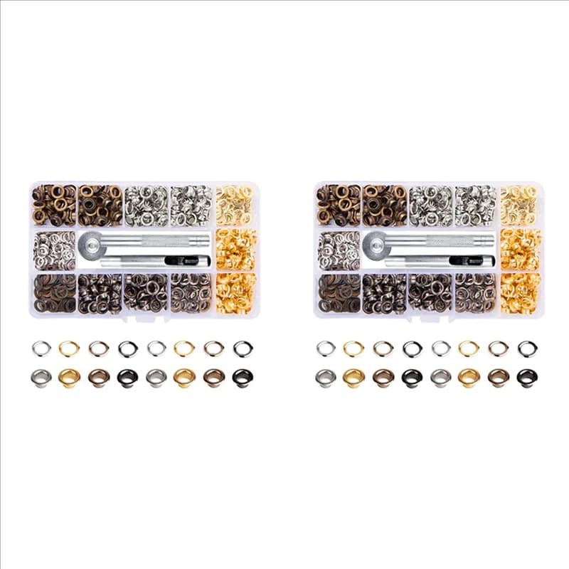 B03C-Kit di anelli di tenuta 3/16 pollici 800 pezzi Kit di occhielli Set di occhielli per scarpe Vestiti Artigianato Borsa Progetto fai da te (4 colori)