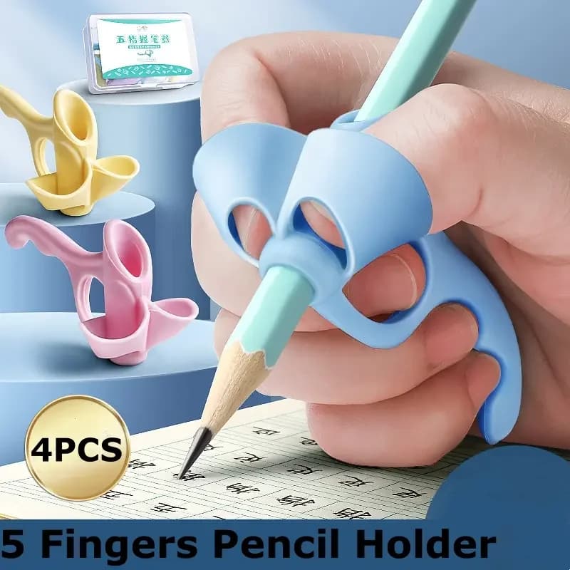 4Pcs/Set 5 Fingers Silicone Pencil Pen Holder Children Writing Learning Tool Grip Posture Correction Device Student Staionery